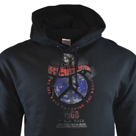 MENS Music Sweat Shirt Hoodie Pull Over THE BEATLES-REVOLUTIONS 1968 World Tour - Picture 4 of 4